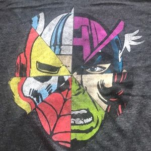 Marvel character face merge tee